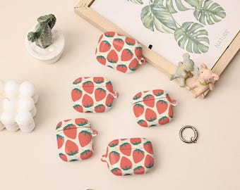 Strawberry Cute AirPods 4th Case,AirPods Pro 2 Case Cover With Keychain,Personalised Apple Airpods Pro Pro2 1st 2nd 3rd 4th Generation Case