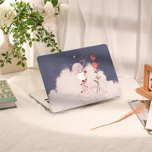 Rose und Mond, Macbook Hülle, Macbook Air Hülle, Macbook Pro Hülle, Macbook Pro 16 15 14 13 Air 13 11 Retina 15 Hülle, PU Leder Kunststoff Hülle