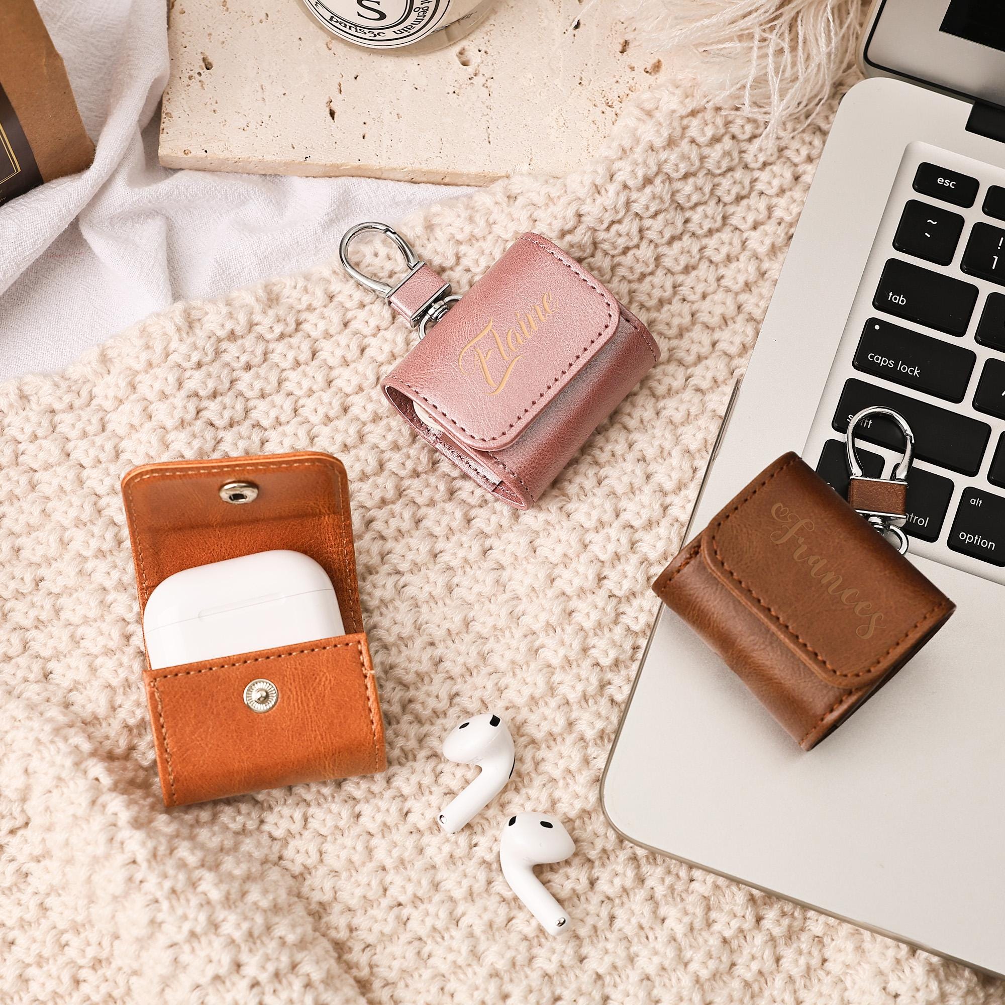 Personalized Leather Airpods Case,custom Retro Name Apple AirPod