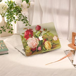 Oil Painting Roses Macbook Case,Macbook Air Case,Macbook Pro Case,Macbook Pro 16 15 14 13 Air 13 11 Retina 15 Case,PU Leather Plastic Case