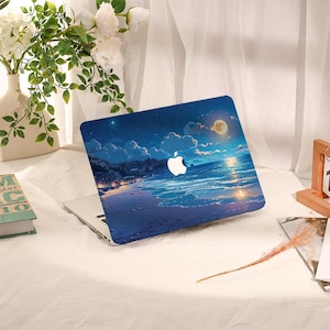 Seaside Night View Macbook Hülle,Macbook Air Hülle,Macbook Pro Hülle,Macbook Pro 16 15 14 13 Air 13 11 Retina 15 Hülle,PU Leder Kunststoff Hülle