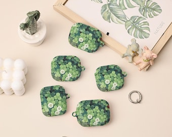 Capa para AirPods 4ª geração com folhas verdes, capa para AirPods Pro 2 com chaveiro, capa personalizada para Apple AirPods Pro Pro2 1ª, 2ª, 3ª e 4ª geração