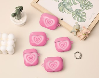Custodia per AirPods 4 a forma di cuore rosa, custodia per AirPods Pro 2 con portachiavi, custodia personalizzata per Apple AirPods Pro Pro2 di prima, seconda, terza e quarta generazione