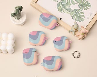 Capa Color Waves para AirPods 4ª geração, capa com chaveiro para AirPods Pro 2, capa personalizada para Apple AirPods Pro Pro2 1ª, 2ª, 3ª e 4ª geração