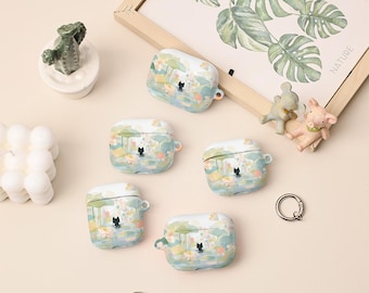 Cute Cat Cartoon AirPods 4th Case,AirPods Pro 2 Case Cover With Keychain,Personalised Apple Airpods Pro Pro2 1st 2nd 3rd 4th Generation Case