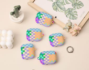 Color Lattices AirPods 4th Case,AirPods Pro 2 Case Cover With Keychain,Personalised Apple Airpods Pro Pro2 1st 2nd 3rd 4th Generation Case