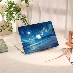 Seaside Night View Macbook Hülle,Macbook Air Hülle,Macbook Pro Hülle,Macbook Pro 16 15 14 13 Air 13 11 Retina 15 Hülle,PU Leder Kunststoff Hülle