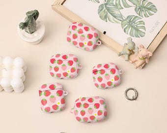 Strawberry Cute AirPods 4th Case,AirPods Pro 2 Case Cover With Keychain,Personalised Apple Airpods Pro Pro2 1st 2nd 3rd 4th Generation Case
