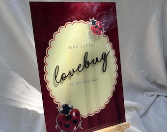 Our Little Lovebug Acrylic Welcome Sign | Ladybug Baby Shower Sign