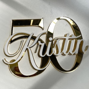 Acrylic Name & Age Cake Charm Birthday Party Accent