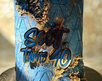 Adorno acrílico personalizado para tarta Con Nombre y Edad Decoración personalizada para cumpleaños Decoración moderna para fiestas