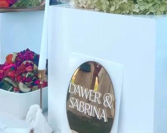 Personalized Mirrored Acrylic Wedding Sign | Custom Names and Date