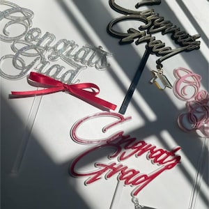 Graduation Cake Topper – Custom colors - Cake topper with Grad Cap or bow