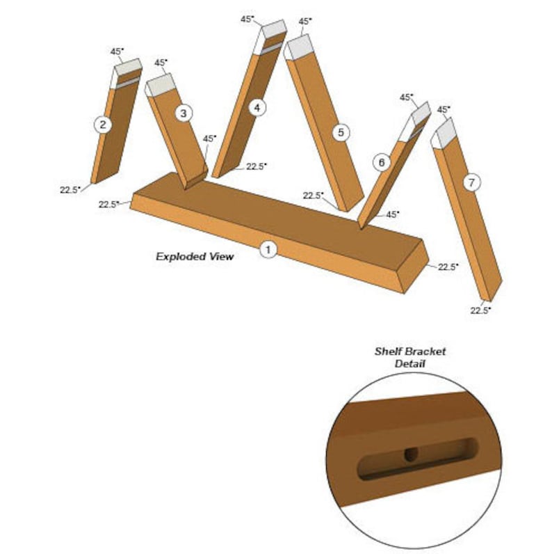 Exploded View Shelf Mountain Shelf Woodworking Plans DIY - Etsy