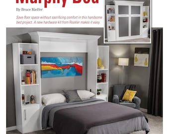 Queen Size Murphy Bed with Side Cabinets Plans - DIY Wall Bed PDF