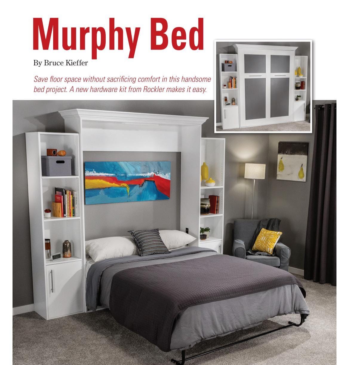 Plans pour un lit escamotable Queen Size avec rangements latéraux - Kit de construction PDF