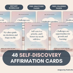 Emotionale Reflexionskarten für Frauen, Selbstpflege, tägliche Affirmationen zur Selbstfindung mit Journaling-Einladungen, Dankbarkeitskarten