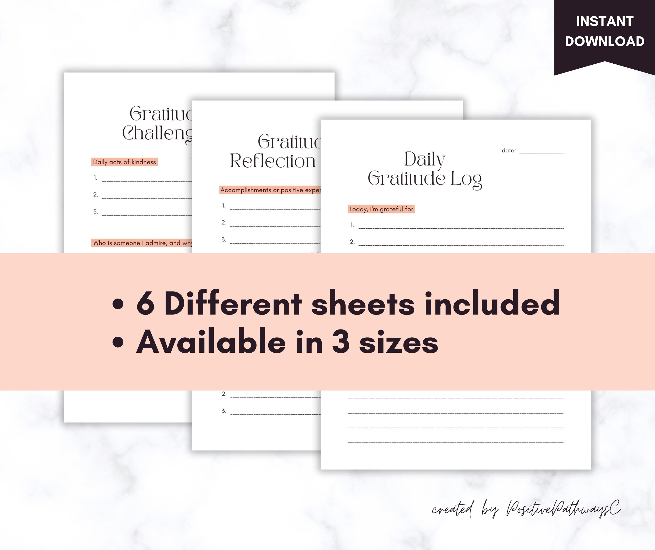 Self-reflection Gratitude Journal Adults Printable Sheet, Daily Self ...