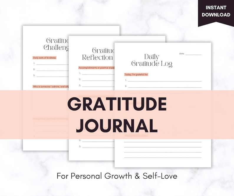Self-reflection Gratitude Journal Adults Printable Sheet, Daily Self ...