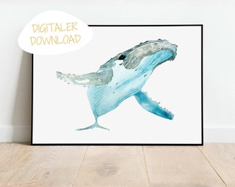 whale | Blue whale | Posters | digital download | Download