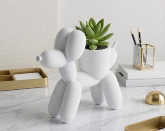 3D Balloon Dog Planter STL File - Minimalist Puppy Flower Pot - Printable Digital Design