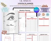 Vision Planner: Daily Productivity & Wellness Journal (Canva Editable, Digital Stickers Included)