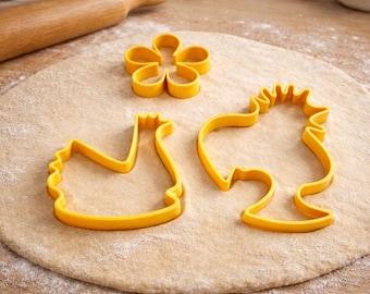 Cookie Cutter Set – Flower, Chicken, Rooster (STL Digital Download)
