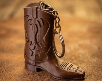 3D Cowboy Boot Keychain STL File, Western Style 3D Print Design (Digital Download)