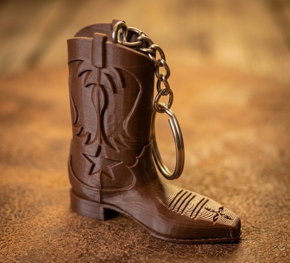 3D Cowboy Boot Keychain STL File, Western Style 3D Print Design (Digital Download)