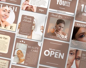 Editable Beauty Social Media Templates: Canva Instagram Posts