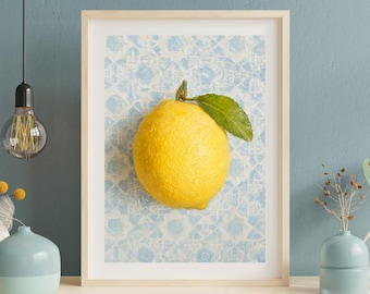 Botanical Lemon Printable Art – Mediterranean Kitchen Wall Decor – Oil Painting Digital Download