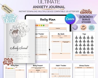 Angstdagboek, notitieboek geestelijke gezondheid, zelfzorgdagboek, wellnessdagboek, stressboek, dagelijks reflecterend dagboek, mindfulnessboek