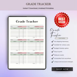 Grade Tracker, Gradebook Organizer, Academic Planner, Student Grade Log, Teacher Record Book, Homeschool Tool