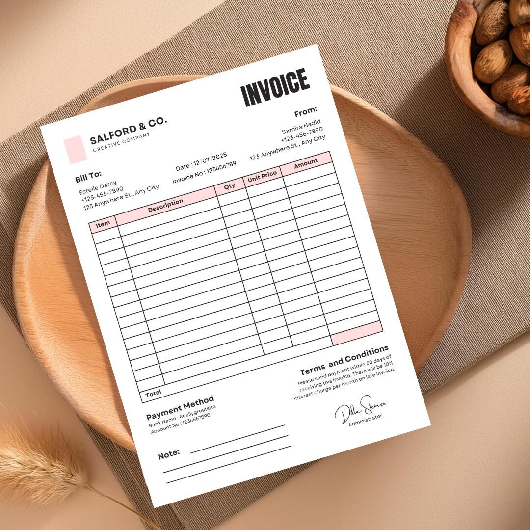 Editable Service Invoice Template: Professional Billing (canva) - Etsy
