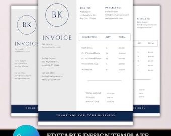 Editable Freelance Invoice Template: Professional Design (Canva, Instant Download)