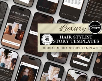 Plantilla para redes sociales de salones de belleza: Publicaciones de Instagram para branding de belleza (Canva)