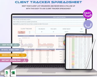 Seguimiento de clientes: Herramienta de gestión de proyectos - Organizador empresarial (Excel y Hojas de cálculo de Google)