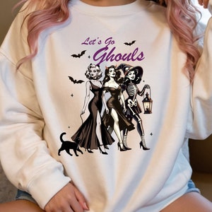 Halloween Let&#39;s Go Ghouls Sweatshirt Halloween Sweatshirt Retro Vintage Shirt Witch Sweatshirt Ghoul Gang Shirt Halloween Party Tshirt