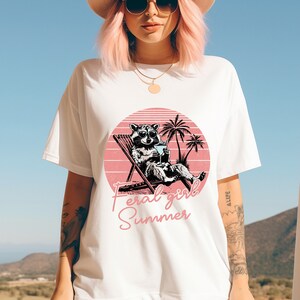 Feral Girl Summer Raccoon Shirt, Funny Meme Raccoon Shirt, Cowgirl Tee, Western Shirt, Rodeo Shirt, Funny Tee, Vacation shirt, Possum Shirt