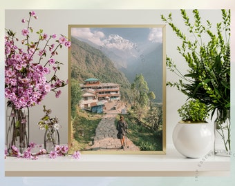Nepal Mountain Art Print: Trekker's Journey to the Himalayas - Nepal Wall Art Digital Photo, Real Photo Edited, Printable Wall Decor, Gifts