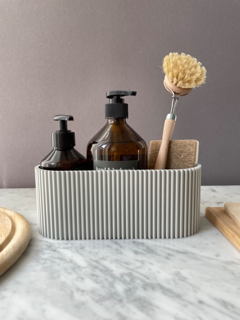 Sink Organizer Medium, Design Kitchen Gadget, Geometric Utensil Container, Modern Sink Organizer, Sustainable Sponge Holder image 10