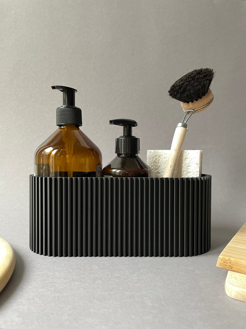 Sink Organizer Medium, Design Kitchen Gadget, Geometric Utensil Container, Modern Sink Organizer, Sustainable Sponge Holder image 1