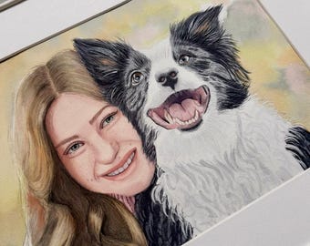 Handgemaltes Aquarell Portrait mit Ihrem Haustier - Personalisiertes Portrait nach Foto - Individuelles Geschenk
