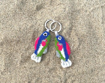 Punch Needle Fish Keychain Set, Matching BFF Anniversary Gift