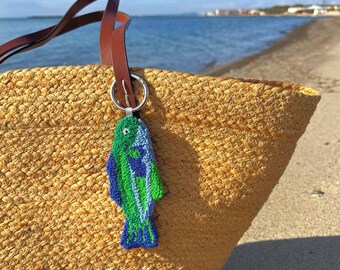 Punch Needle Fish Bag Charm – Handmade Coastal Keychain