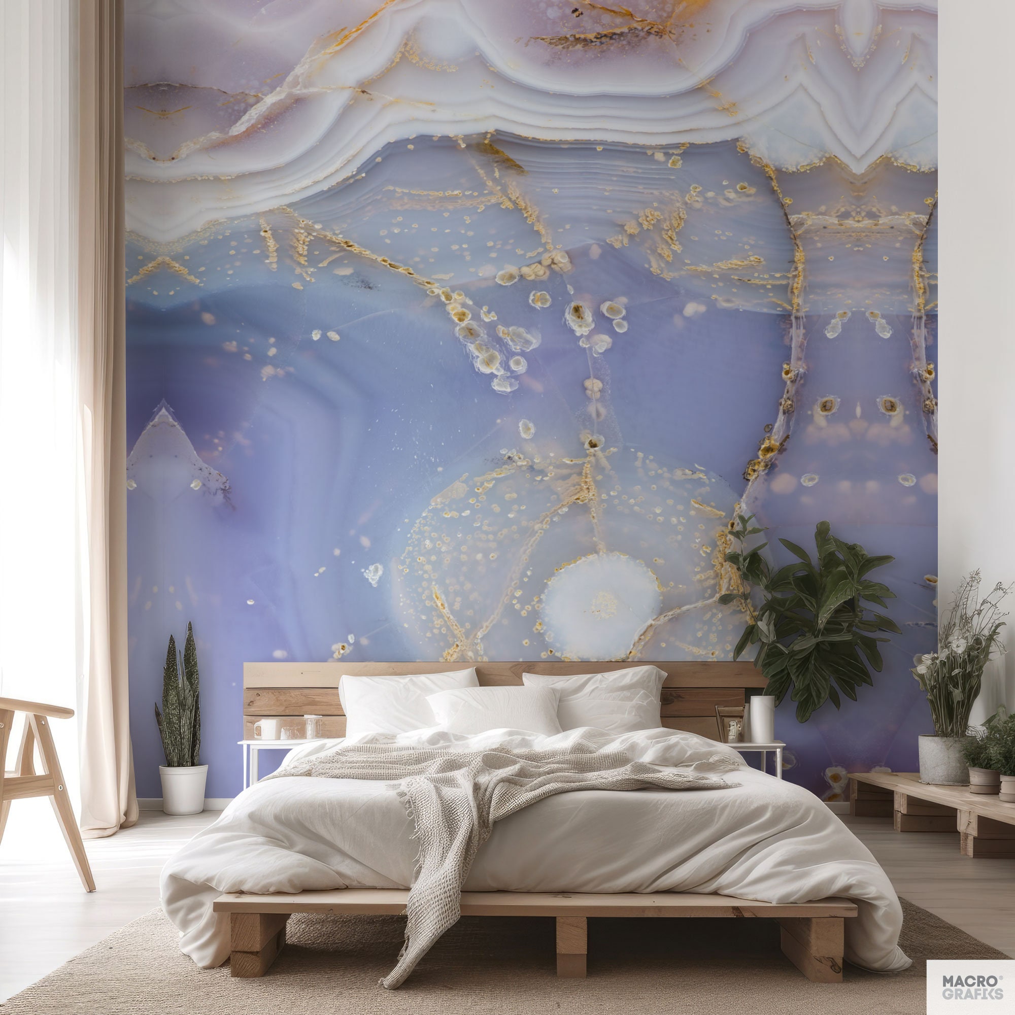 Holly Blue Agate Wallpaper Mural, Mineral Wall Decor for Hotel ...