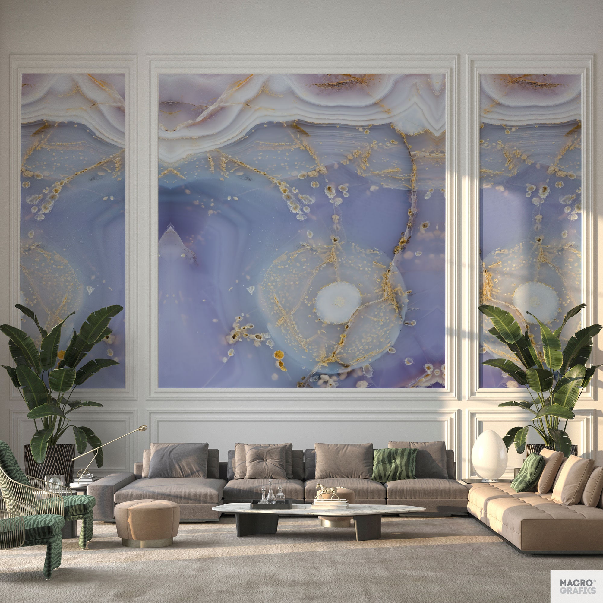 Holly Blue Agate Wallpaper Mural, Mineral Wall Decor for Hotel ...