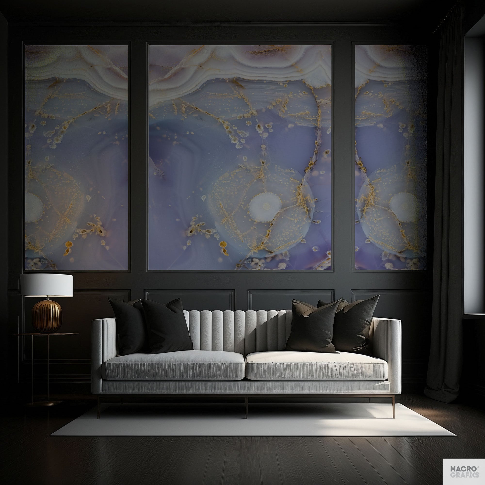 Holly Blue Agate Wallpaper Mural, Mineral Wall Decor for Hotel ...