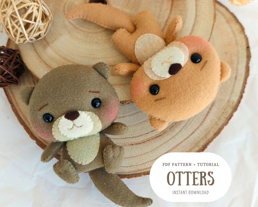 Felt Otters PDF Pattern pdf Sewing Pattern, Woodland Animals, Digital