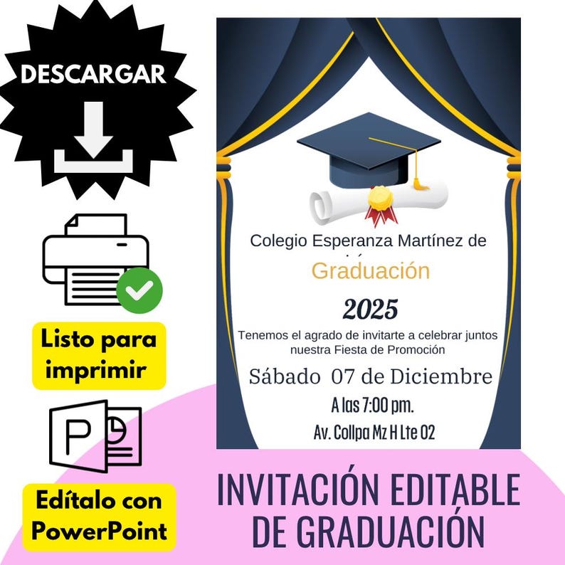 Editable Graduation Invitation Powerpoint – Printable and Downloadable ...